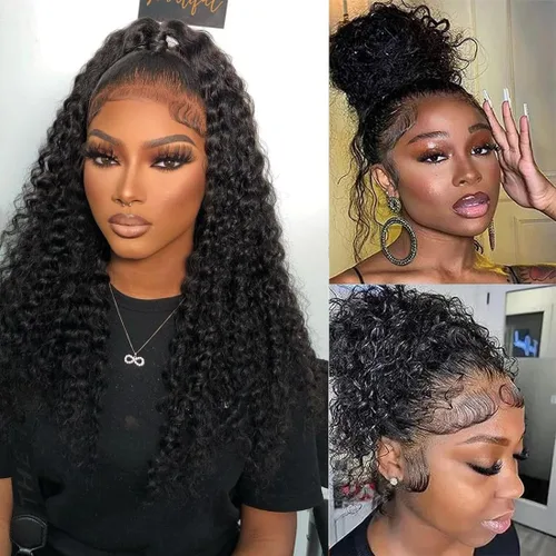 Miniatura 26 de CHEETAHBEAUTY Pelucas de cabello humano brasileño ondulado profundo #4 marrón chocolate 13X6 HD de encaje frontal transparente grado 10A rizado