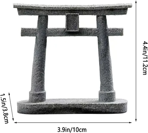 Miniatura 6 de livelyfish Estatua japonesa de la puerta sintoísta Torii, decoración asiática, figuras de pagoda de piedra arenisca para decoración de acuarios, L