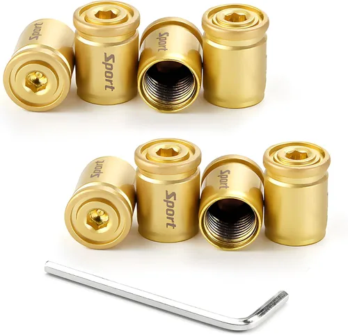 Miniatura 12 de Dickno 4 piezas tapones con bloqueo para válvulas de neumáticos de automóvil, cubiertas antirrobo para válvulas de rueda automáticas con sello