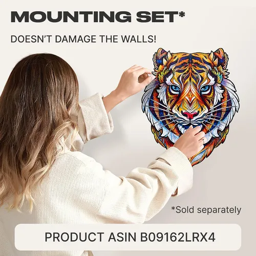 Miniatura 6 de UNIDRAGON Rompecabezas de madera originales, bonito tigre, 104 piezas, pequeño 7.4 x 9.3 pulgadas, hermoso paquete de regalo, forma única, el mejor