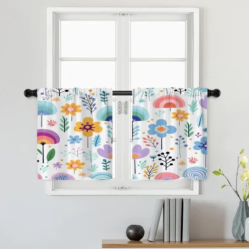 Miniatura 33 de Batmerry Silueta de hombre y niño, marco en forma de corazón con figuras, tratamiento de ventana, cortina corta de cocina multicapa de poliéster