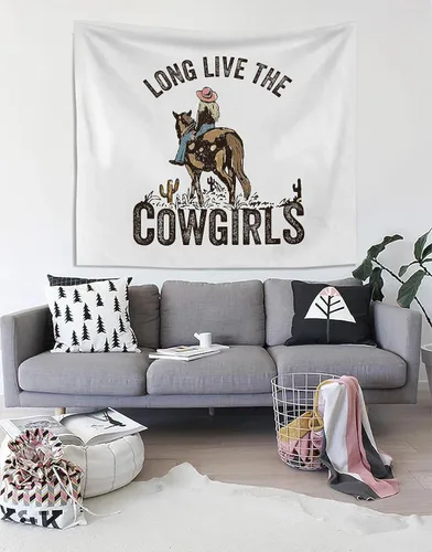 Miniatura 3 de Knibe - Tapiz de vaquera con caballo, decoración de niña occidental, 50 x 60 pulgadas, tapiz de campo para habitaciones de adolescentes y niñas