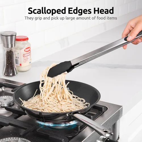 Miniatura 4 de Pinzas de cocina resistentes al calor de 600ºF: U-Taste Pinzas de cocina de silicona extra largas de 16 pulgadas con puntas de goma antiadherentes