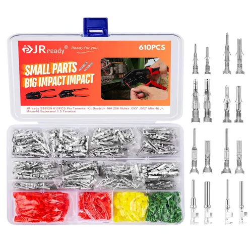 JRready ST6529 610Pcs Kit de Conectores de Pin Deutsch 16# 20# Molex .093”.062” Mini-fit Jr. Micro-fit Superseal 1.5 Pines de Conector Terminal para