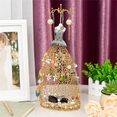 Miniatura 4 de Soporte de exhibición de joyas Forma de vestido Marco de alambre independiente Vintage