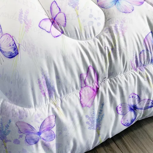 Miniatura 4 de Juego de edredón de mariposa tamaño individual para niñas, niños y adultos, juego de ropa de cama con patrón de flores de lavanda, juego de cama