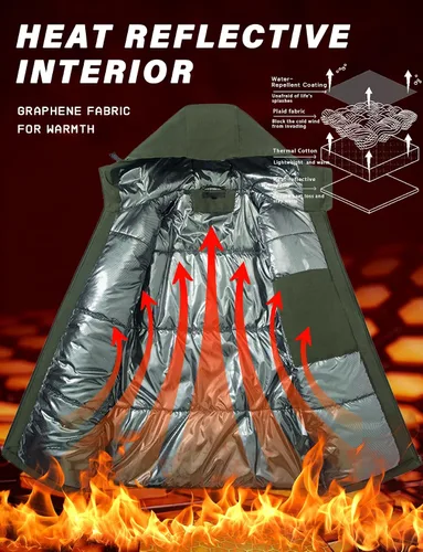 Miniatura 5 de WAHYI Men's Winter Thermal Jacket Waterproof Windproof Heat Reflective Lining Coat Outdoor Skiing Hiking Freezer Jackets