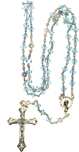 Miniatura 2 de Rosario de oración católica de cristal austriaco y piedras preciosas - Incluye bolsa de rosario, cómo rezar el rosario, significado de la piedra