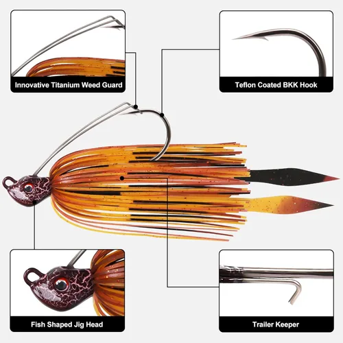 Miniatura 2 de TRUSCEND Jigs Fishing Lures with Ultra Smooth Teflon Hook, Tour Grade Titanium Weed Guard Swim Jigs, Valuable Weedless Skirted Jig, Well-Made Lures
