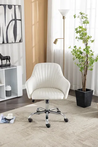 Miniatura 7 de anwickjeff Silla de escritorio de oficina de terciopelo con altura ajustable, silla de oficina moderna, silla de maquillaje, silla giratoria