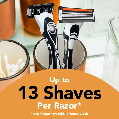 Miniatura 7 de BIC Flex 5 Recargable para hombre de 5 cuchillas Recambios de maquinilla de afeitar, cuchillas duraderas, borde de precisión, 12 cartuchos