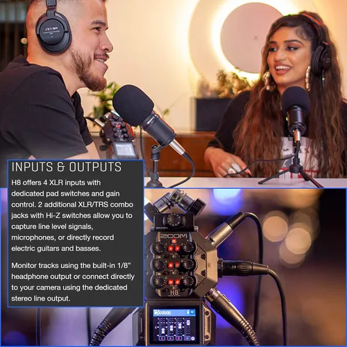 Miniatura 4 de Zoom H8 - Grabadora portátil de 8 entradas/12 pistas para podcasting, música, grabación de campo + tarjeta de memoria de 128 GB + micrófono