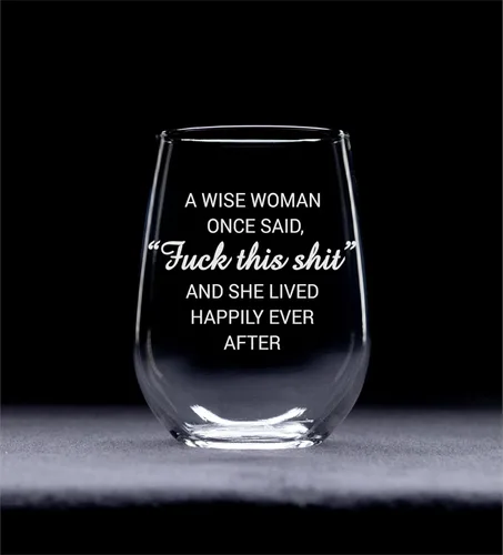Miniatura 2 de C & M Regalos personales A Wise Woman Once Said "F*ck this sh*t" Copa de vino sin tallo (1 pieza) de 17 onzas, regalos de broma para mujeres