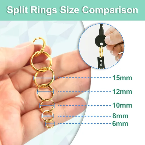 Miniatura 3 de 300 llaveros pequeños dorados de 1/2 pulgada, anillos divididos de doble bucle, mini llavero de metal para llavero, etiqueta de collar de mascotas