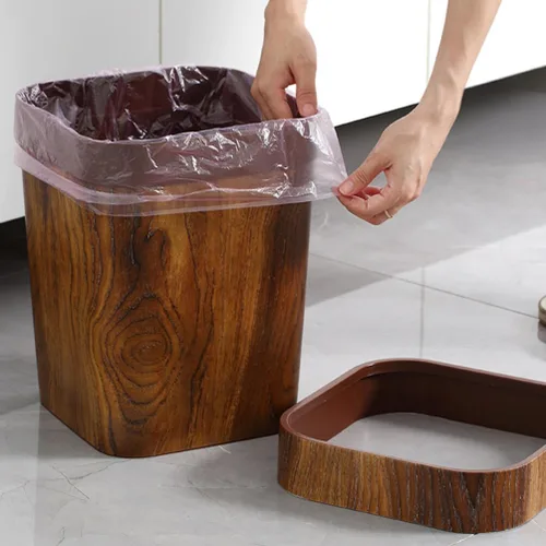 Miniatura 2 de Cabilock Bote de basura retro creativo de 14 l Imitado papelera sólida para oficina en casa dormitorio baño estilo vintage cubo de basura