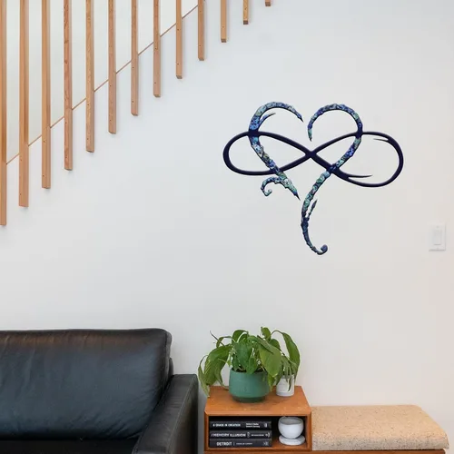 Miniatura 8 de Decoración de pared de metal con corazón infinito, decoración única de pared de corazón infinito, placa de letrero de amor, arte geométrico, adornos