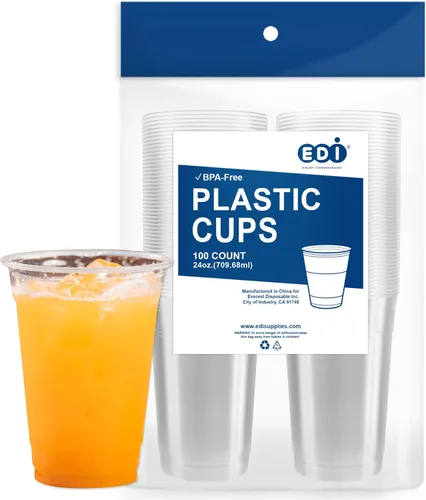 Miniatura 9 de EDI Vasos de plástico PET desechables transparentes de 10 onzas, duraderos, resistentes a las grietas, sin BPA, apilables, paquete de 100