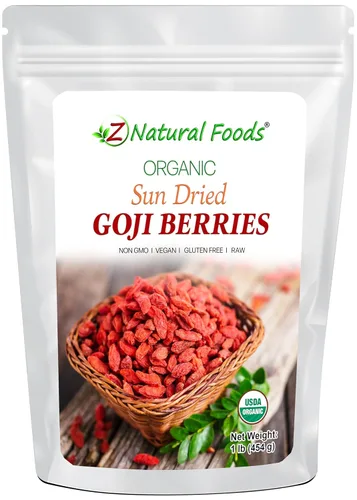 Bayas orgánicas de Goji – Calidad premium – Secado al sol crudo – Baya perfecta para aperitivos, batidos, cereales, yogur, hornear, ensaladas,