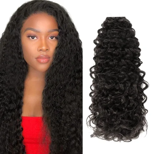 Miniatura 30 de Anrosa Extensiones de cabello humano con punta en I, cabello liso y rizado, 12 pulgadas, negro natural, extensiones de cabello Itip, cabello humano
