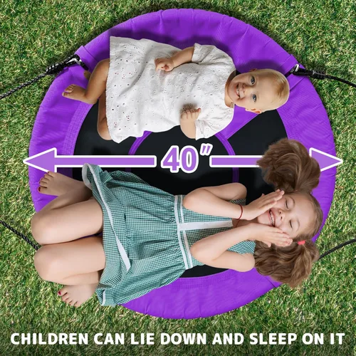 Miniatura 7 de AB - Columpio de platillo para niños, columpio de árbol al aire libre de 40 pulgadas con capacidad de peso de 660 libras, tela Oxford impermeable