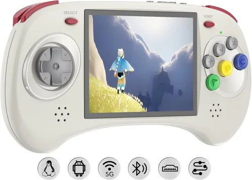 Consola de juegos portátil RG ARC D Retro, sistema operativo dual Android 11 y Linux con tarjeta SD de 128G, 4541 juegos, compatible con 5G WiFi 4.2