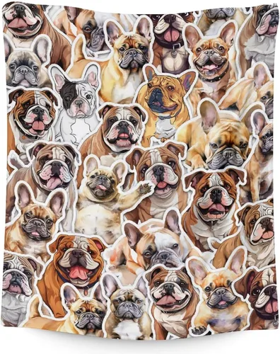 Miniatura 13 de Manta personalizada de bulldog francés con texto y nombre, 30 x 40 pulgadas, manta de franela suave, cálida, ligera y acogedora, regalo para amantes