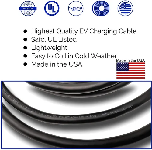 Miniatura 2 de Inteset Cable de extensión J1772 EV de 21 pies y 40 amperios, fabricado en Estados Unidos, para estaciones de carga de vehículos eléctricos, bolsa