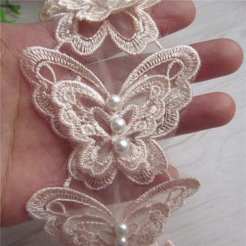 Miniatura 7 de Arco de mariposa soluble de 5 yardas de organza bordada de encaje para tejer, apliques de boda, cinta de retazos hechos a mano, suministros