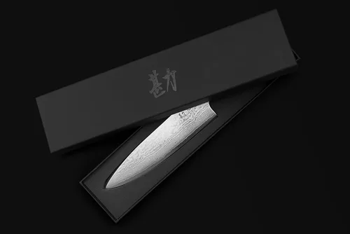 Miniatura 6 de KAN Cuchillo de chef profesional Core VG-10 de 8 pulgadas, 67 capas de Damasco ambidiestro (hoja japonesa VG-10 no martillada, mango de ébano)