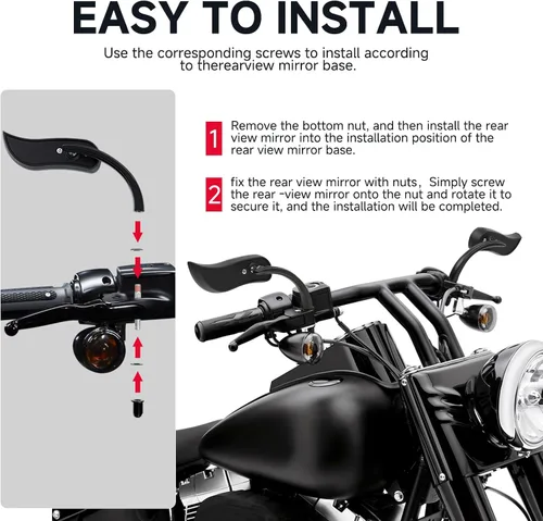 Miniatura 6 de DREAMIZER Mini espejos laterales para motocicleta de 0.315 in compatibles con Harley Sportster Forty Eight Iron 48 72 883 1200 Softail Dyna Electra