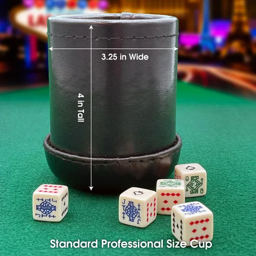 Miniatura 5 de CHH SS-CQG-7815 - Taza de cuero de lujo con 5 dados de póquer