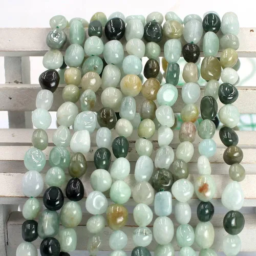 Miniatura 5 de Joyería artesanal natural de 0.236 x 0.315 in, forma libre, pepita, Birmania, una jadeíta, jade, piedras preciosas espaciadoras, cuentas sueltas