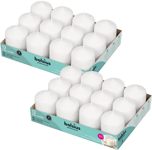 Miniatura 8 de BOLSIUS 12 velas blancas de pilar a granel, juego de velas sin perfume de 2.3 x 4.7 pulgadas, 33 horas de combustión limpia, sin aceite de palma, 0%