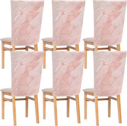 Funda decorativa para silla de escritorio de dormitorio con textura de mármol de oro rosa para banquetes de boda, antipolvo, suave y cómoda, fundas