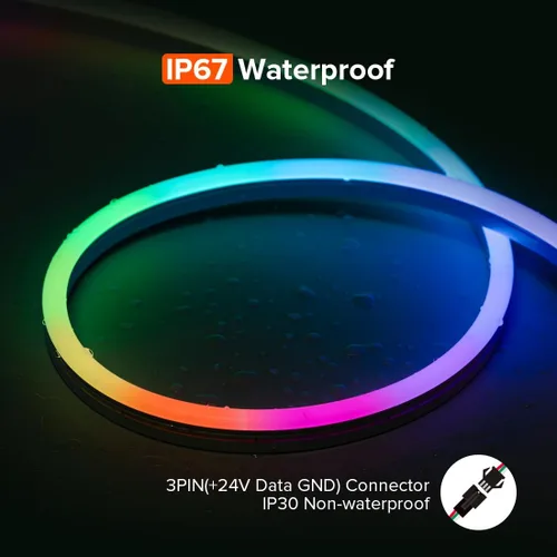 Miniatura 4 de SEZO Tira de luces LED de neón que emiten lateralmente direccionables WS2811 IC RGB color de persecución 3M DC24V 108LEDs/m IP67 Cuerda de neón