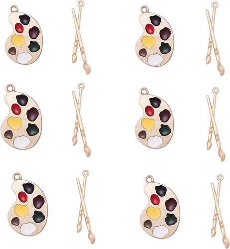 Miniatura 16 de LiQunSweet 20 dijes chapados en oro con cruz esmaltada blanca para hacer joyas Colgantes blancos de cruz
