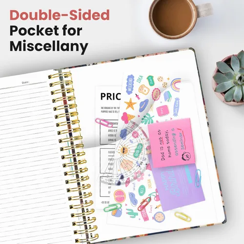 Miniatura 6 de Cuadernos grandes con forro en espiral para el trabajo con divisores y pestañas extraíbles, 8.5 x 11 pulgadas, bonito cuaderno de tapa dura de 5