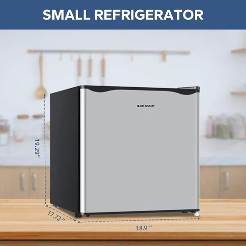Miniatura 3 de BANGSON Mini refrigerador de 1.6 pies cúbicos con congelador para dormitorio, refrigerador compacto para oficina, refrigerador pequeño de ahorro