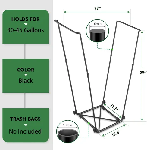 Miniatura 3 de FEED GARDEN Soporte para Bolsas de Basura, Soporte Metálico para Bolsas de Hojas para Exteriores, Soporte con Marco para Bolsas de Basura