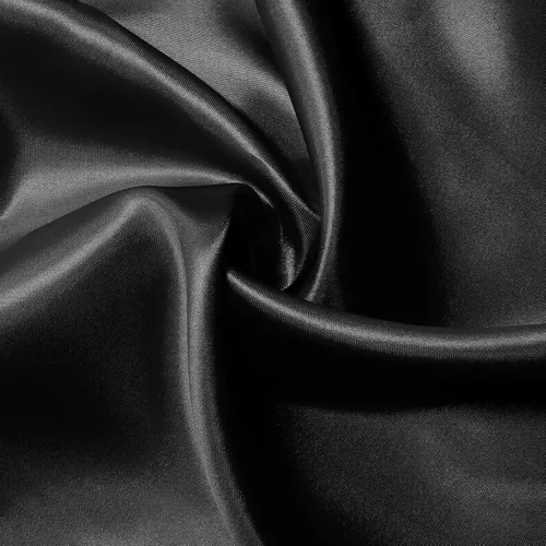 KKJIAF Tela de satén negro, 63 pulgadas de ancho, tela sedosa brillante para vestido, camisas, camino de mesa, servilleta, mantel, decoración de