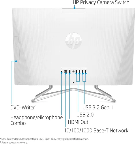 Miniatura 4 de HP - Computadora todo en uno de 24 pulgadas, procesador AMD Athlon Silver 3050U, 8 GB RAM, 256 GB SSD, Windows 10 Home (24-dd0010, blanco)