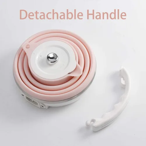 Miniatura 4 de Hervidor eléctrico plegable de viaje de silicona de grado alimenticio ultrafino mejorado, protección contra hervir en seco, portátil con doble Rosa