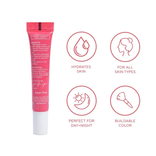 Miniatura 2 de pūrlisse Blush Glow BB Cheek Color - Rubor líquido húmedo para mejillas - Enriquecido con vitamina E y ácido hialurónico - Cremoso, ligero y Malva