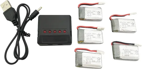 Miniatura 3 de Sea Jump 5 piezas 3.7V 240mAh batería de litio + 5 en 1 cargador para WLtoy V252 UDI U816 JXD385 H107L X11 X 11C JJ1000A H108C de cuatro ejes