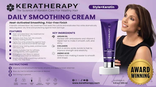 Miniatura 3 de KERATHERAPY Crema suavizante diaria, 6.8 onzas líquidas, 6.8 fl oz, crema suavizante con infusión de queratina para golpes con colágeno, aceite