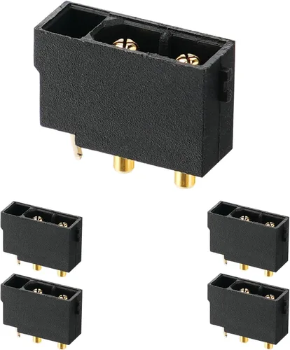 Miniatura 13 de ELFCULB 10 conectores hembra Amass XT30 (2+2), conectores de batería Drone FPV Lipo, chapados en oro para robots RC UAV (negro)