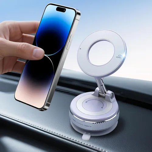 Soporte magnético de teléfono al vacío para automóvil, soporte de teléfono plegable con ventosa de 360° con imanes fuertes N56, soporte magnético