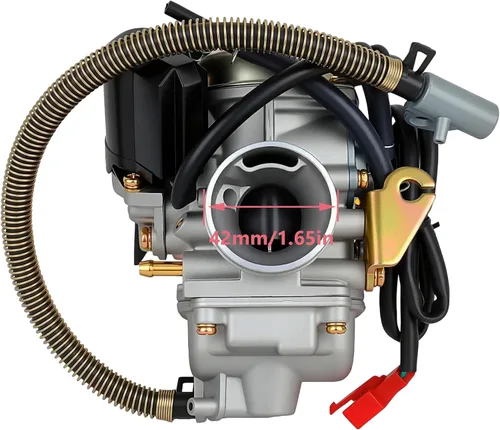 Miniatura 2 de Carburador de 150cc con colector de admisión de filtro de aire para motores GY6 de 4 tiempos 150cc 125cc 152QMJ 157QMJ Motores Choke eléctrico