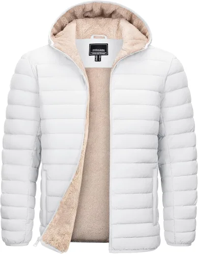 Miniatura 12 de TACVASEN - Chaqueta acolchada con capucha para hombre. Forro de sherpa, resistente al agua, cortaviento, aislada. Chaqueta abrigada para invierno