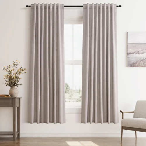 Miniatura 26 de Hokibero Cortinas de lino 100% opacas de 102 pulgadas de largo, juego de 2 paneles para oscurecer la habitación, lino térmico texturizado